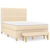 vidaXL Boxspringbett mit Matratze Creme 140x190 cm Stoff