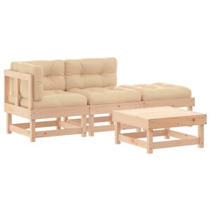 vidaXL 4-tlg. Garten-Lounge-Set mit Kissen Massivholz