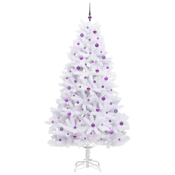 vidaXL K&uuml;nstlicher klappbarer Weihnachtsbaum Wei&szlig; 240 cm PVC und Stahl