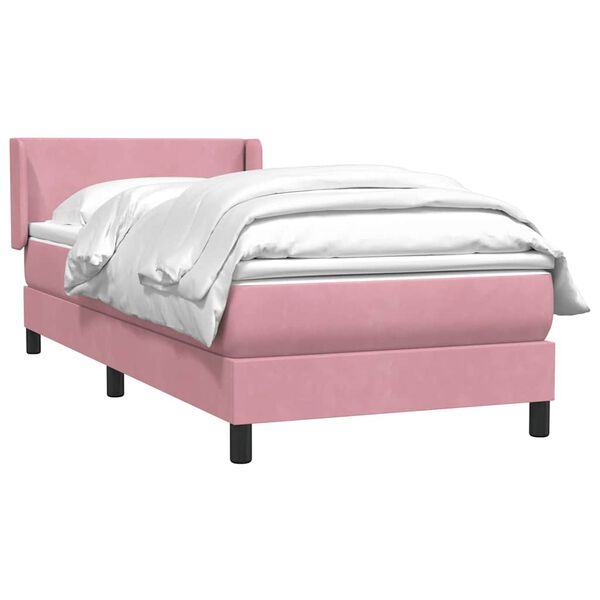 vidaXL Boxspringbett mit Matratze Rosa 80x220 cm Samt