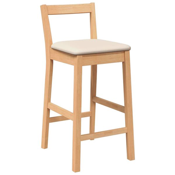 vidaXL Barhocker mit Kissen 2 Stk. Natur Massivholz Gummibaum