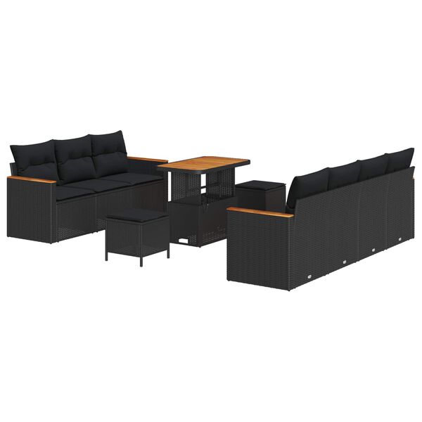 vidaXL Gartensofa-set 10 pcs Schwarz Poly-Rattan