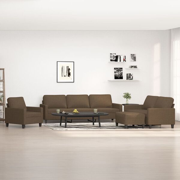 vidaXL 4-tlg. Sofagarnitur mit Kissen Braun Stoff