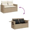 vidaXL 8-tlg. Garten-Sofagarnitur mit Kissen Beige Poly Rattan