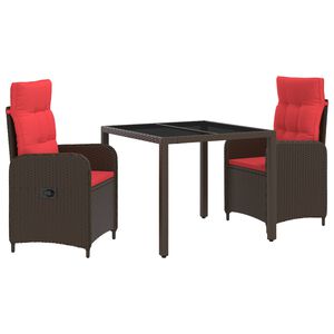 vidaXL Outdoortisch-Set 3 stk. Poly-Rattan