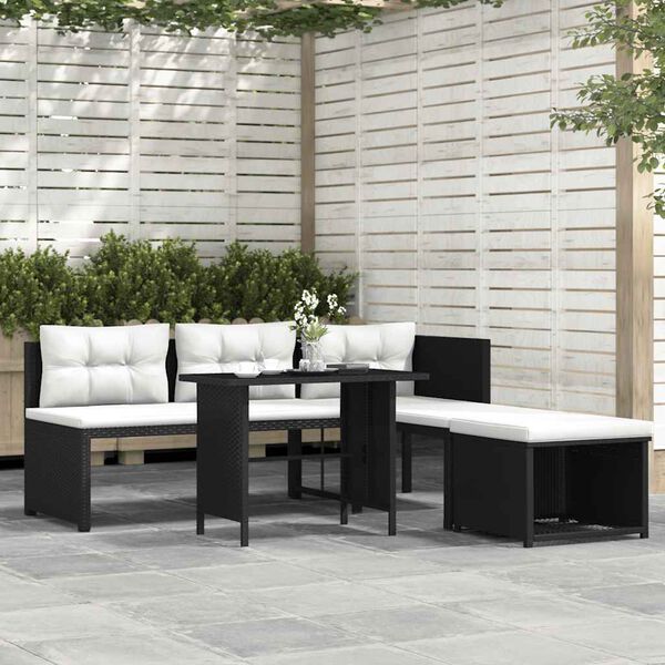 vidaXL 4-tlg. Garten-Lounge-Set Poly Rattan Schwarz