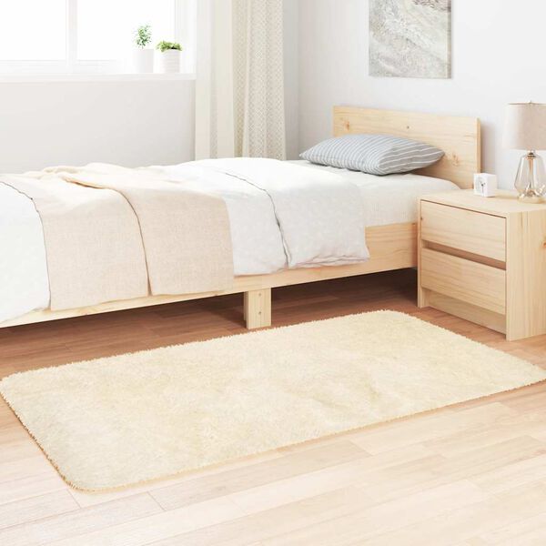 vidaXL Teppich Shaggy Hochflor NAVARRA Creme 80x150 cm Polyester
