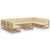 vidaXL 10-tlg. Garten-Lounge-Set mit Kissen Honigbraun Massivholz