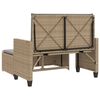 vidaXL Gartenbank mit Kissen und Hocker Beige Poly Rattan