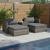 vidaXL 5-tlg. Garten-Lounge-Set mit Auflagen Poly Rattan Grau