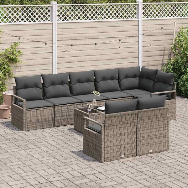 vidaXL Sofa Set 9 pcs Grau Poly-Rattan