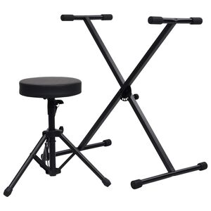 vidaXL Keyboardst&auml;nder und Hocker Set Schwarz