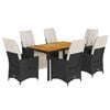 vidaXL 7-tlg. Garten-Essgruppe mit Kissen Schwarz Poly Rattan