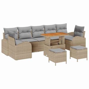 vidaXL Gartensofa-set mit Kissen 10 pcs Beige Poly-Rattan