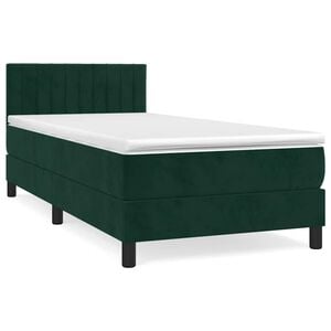 vidaXL Boxspringbett mit Matratze Dunkelgr&uuml;n 80x200 cm Samt
