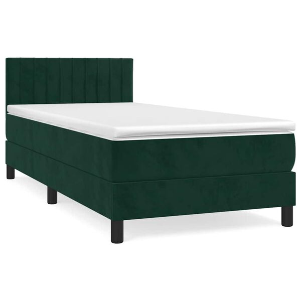 vidaXL Boxspringbett mit Matratze Dunkelgr&uuml;n 80x200 cm Samt