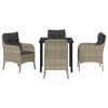 vidaXL Garten Essgruppe mit Kissen 5 pcs Hellgrau Poly-Rattan