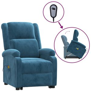 vidaXL Massagesessel mit Aufstehhilfe Blau Samt