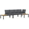 vidaXL 3-tlg. Garten-Sofagarnitur mit Kissen Schwarz Aluminium