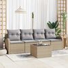 vidaXL Garten-Sofa-Set mit Kissen mit Speicher 5 pcs Beige und Grau