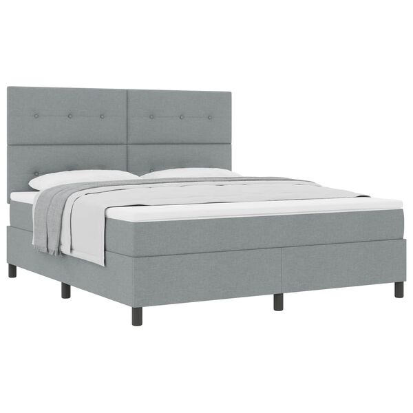 vidaXL Boxspringbett mit Matratze Hellgrau 180 x 200 cm Stoff