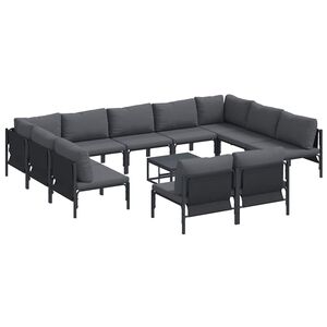 vidaXL Gartensofa-set 12 stk. Schwarz Stahl