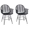 vidaXL Esszimmerstuhl 2 pcs Rattan und Eisen Schwarz 57 x 55 x 85 cm