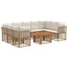 vidaXL Gartensofa-set 10 stk. Nat&uuml;rlich und Cremwei&szlig; Poly-Rattan