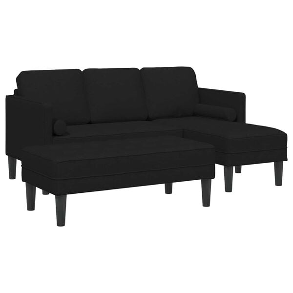 vidaXL Sofa Set mit Kissen 2 pcs Schwarz Polyester