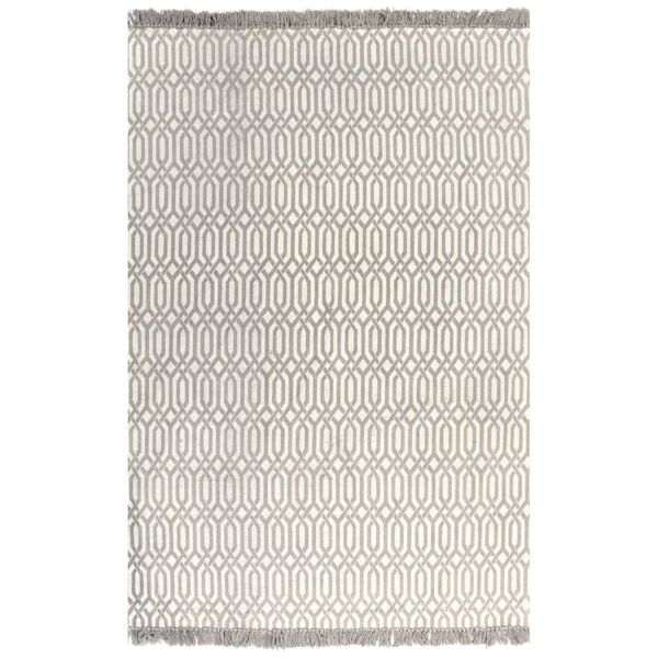 vidaXL Kelim-Teppich Baumwolle 160x230 cm mit Muster Taupe