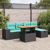 vidaXL 6-tlg. Garten-Sofagarnitur mit Kissen Braun Poly Rattan Akazie