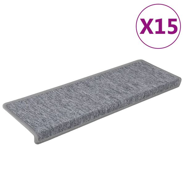 vidaXL Stufenmatten 15 Stk. 65x21x4 cm Hellgrau Rechteckiger Rand