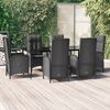 vidaXL 7-tlg. Garten-Essgruppe mit Kissen Schwarz Poly Rattan