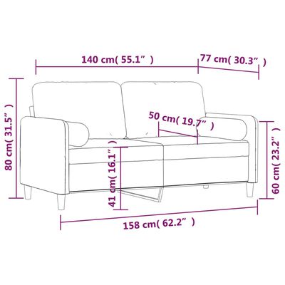 vidaXL 2-Sitzer-Sofa mit Kissen Hellgrau 140 cm Samt