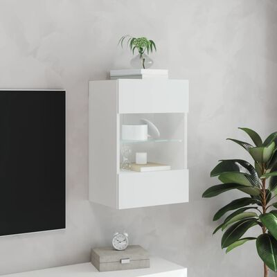 vidaXL TV-Wandschrank mit LED-Leuchten Weiß 40x30x60,5 cm