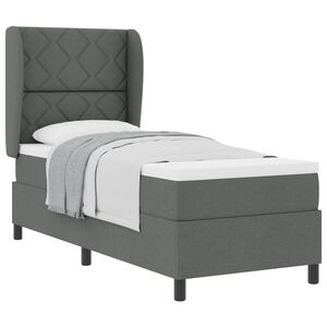 vidaXL Boxspringbett mit Kopfteil Dunkelgrau 80 x 200 cm Stoff