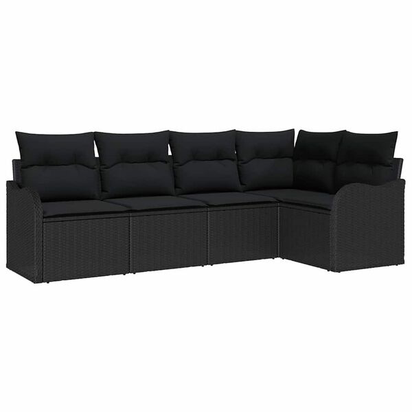 vidaXL Gartensofa-set mit Speicher 5 pcs Schwarz Poly-Rattan