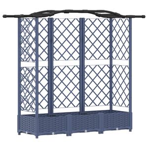 vidaXL Hochbeet mit Rankgitter und Dach Grau 163 x 40 x 123 cm PP