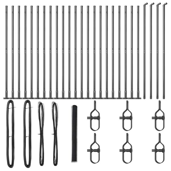 vidaXL Zaunpfosten Grau 50 x 1,6 m (25 mm Maschenweite) Stahl und PVC