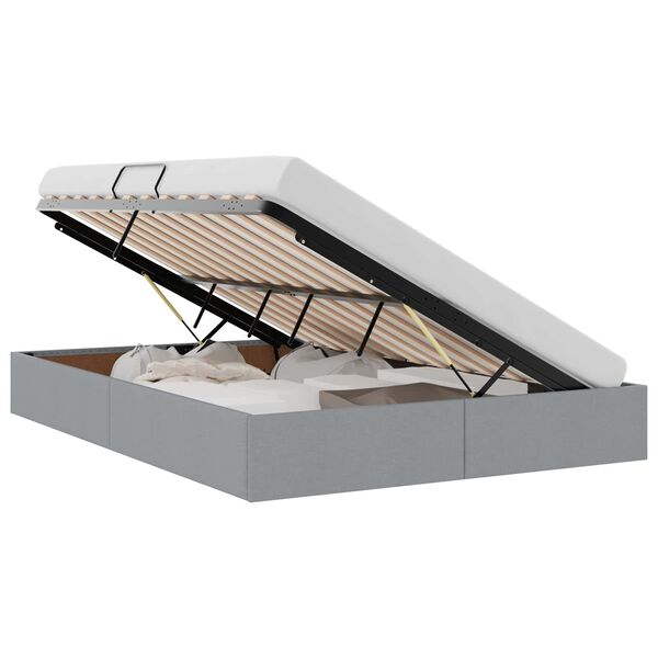 vidaXL Aufbewahrungsbett mit Kopfteil Hellgrau 140 x 200 cm Stoff