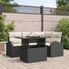 vidaXL Garten-Sofa-Set mit Kissen 5 pcs Schwarz Poly Rattan