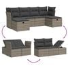 vidaXL 6-tlg. Garten-Sofagarnitur mit Kissen Grau Poly Rattan