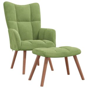 vidaXL Relaxsessel mit Hocker Hellgr&uuml;n Samt