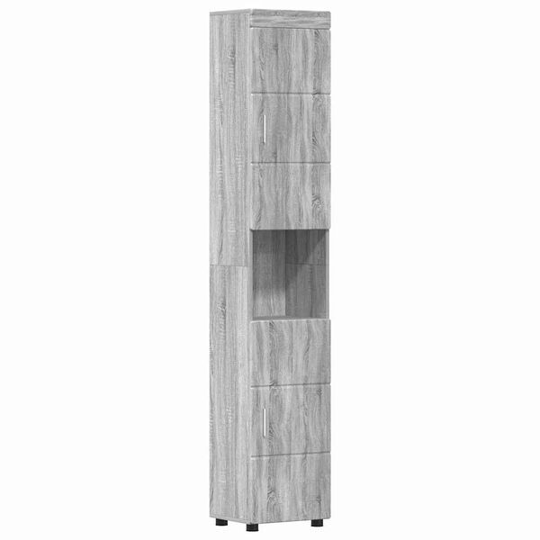 vidaXL Badezimmerschrank-Set TULUM Graues Sonoma 37 x 31,5 x 203 cm