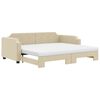 vidaXL Tagesbett Ausziehbar mit Matratzen Creme 90x200 cm Stoff