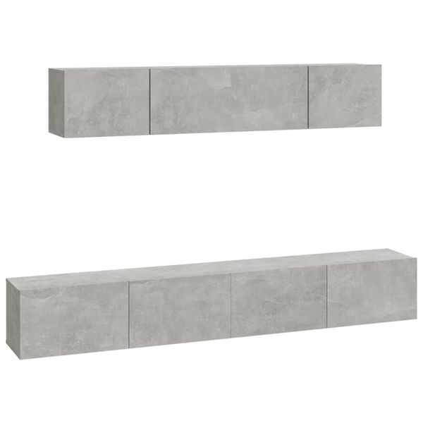 vidaXL 4-tlg. TV-Schrank-Set Betongrau Holzwerkstoff