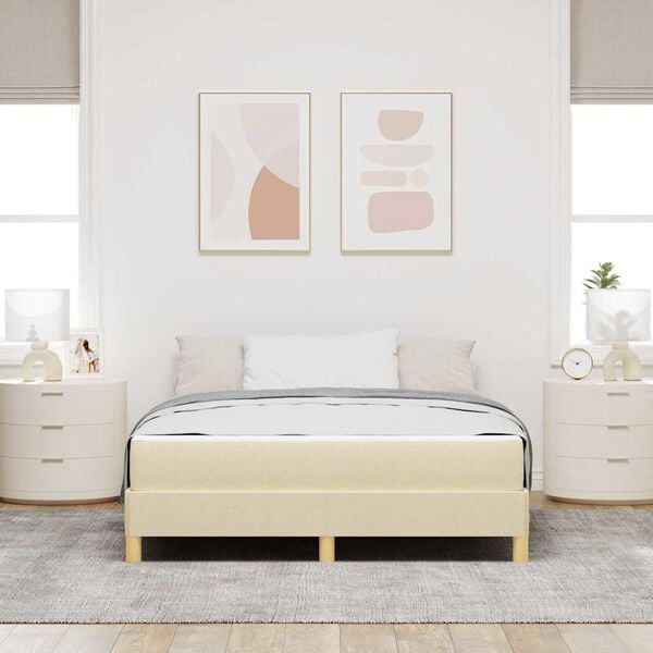 vidaXL Boxspringbett mit Matratze Creme 140 x 190 cm Stoff