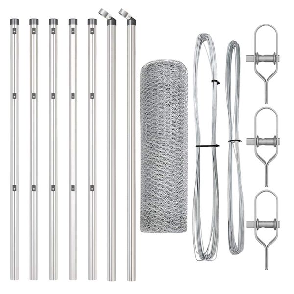 vidaXL Zaunpfosten Silber 10 x 0,4 m (25 mm Netz) Stahl