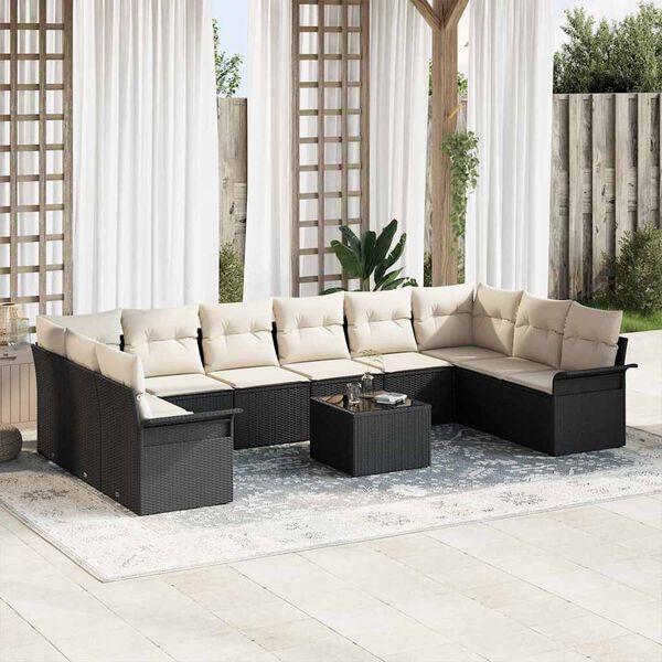 vidaXL Gartensofa-set mit Speicher 11 pcs Braun Poly-Rattan