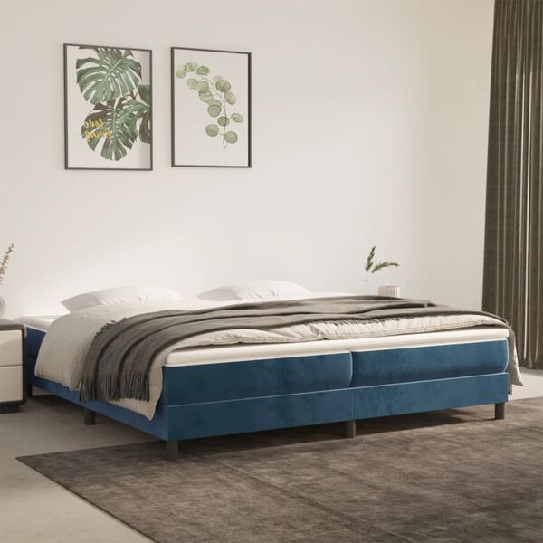 vidaXL Boxspringbett mit Matratze Dunkelblau 200x200 cm Samt